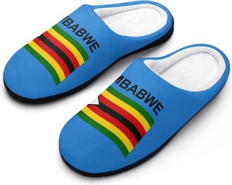 Generic Zimbabwe Flag Funny Mens Cotton Slippers Soft Non-Slip Rubber Sole House Slipper Indoor Outdoor
