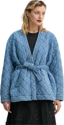 Munthe Truien & Vesten, Dames, Blauw, M, Denim, Fridolf Quilted Denim Jacket