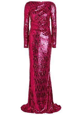 Talbot Runhof Draped Sequin-embellished Gown - Pink - 36 (UK10 / S)