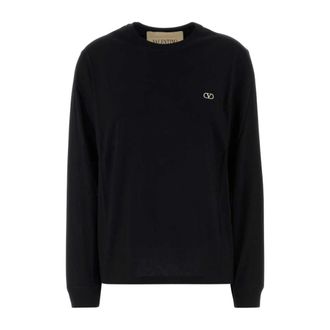 Valentino Garavani Katoenen T-shirt - Dames - Longsleeves - Zwart - L - Katoen - Tops