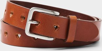 Simons Womens Heart-notched leather belt