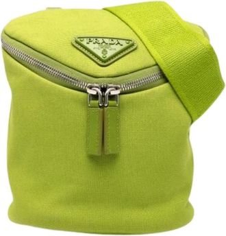 Prada Pre-owned Cross Body Bags, female, Green, Size: ONE SIZE Pre-owned Vintage Canvas Crossbody Bag