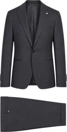 Luigi Bianchi Mantova Single Breasted Suits - Heren - Business pakken - Zwart - 2XL - Wol - Kostuums