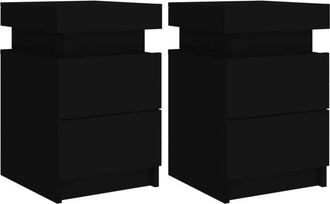 vidaXL Vidaxl - Mesitas de noche con luces led 2 unidades negro 35x39x55 cm