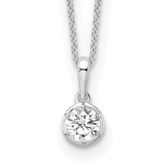 Diamond2Deal 14k White Gold 1/2 Ct Lab Grown Diamond Solitaire Pendant Necklace 18