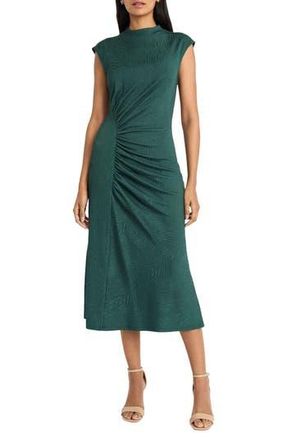 Maggy London Mock Neck Jacquard Midi Dress in Bistro Green at Nordstrom Rack, Size 0