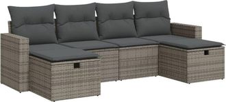 vidaXL Set De Muebles De Jard&iacute;n 6 Pzas Y Cojines Rat&aacute;n Sint&eacute;tico Gris Vidaxl