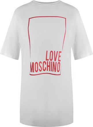 Love Moschino Large Box Logo Oversized White Mini T-shirt Dess