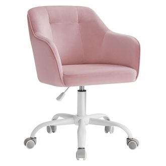 Songmics Silla giratoria de oficina con altura ajustable de color rosa jalea