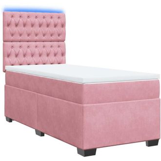 vidaXL Cama Box Spring Con Colch&oacute;n Terciopelo Rosa 80x200 Cm Vidaxl
