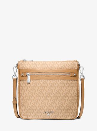Michael Kors Jet Set Large Logo Print Woven Crossbody Bag