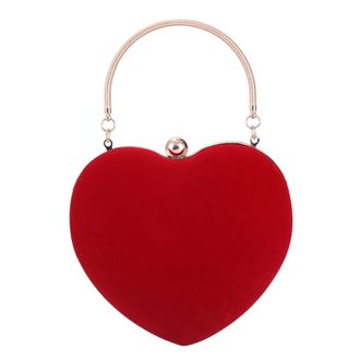 Generic Clutch Purse Cute Heart Shaped Women Handbag Evening Bags Horizontal Shaft Engine Clutch (Red, One Size)