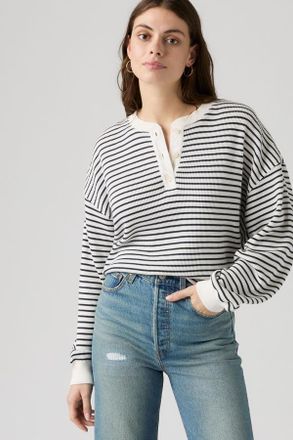 Levi's Dry Goods Relaxed Long-Sleeve Henley - Donna - XS - Blu / Jane Stripe Navy Blazer