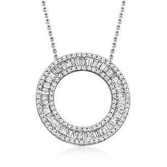Ross-Simons Diamond Circle Pendant Necklace in Sterling Silver