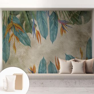 Tulup Carta Da Parati Facile Da Installare - Vlies Per Arredamento Interno - Per Pareti - Stile Moderno - Con Colla Gratuita Fiori Tropicali 208x146 Cm