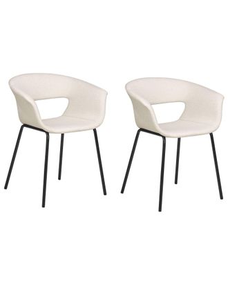 Beliani Beliani - Set Di 2 Sedie Moderne Sedute Imbottite Gambe In Metallo Per Sala Da Pranzo Cucina Beige Abilene