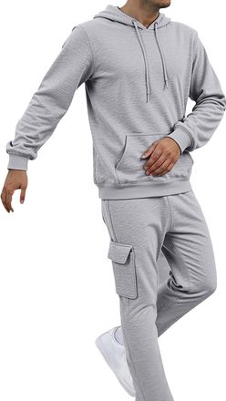 Generic Mens Tracksuit Full Set Long Sleeve Hooded Sweatshirt and Sweatpants Set Sports Gym Hoodie Joggers Sets 2 Piece Fashion Sweatsuits for Men Sport Set S