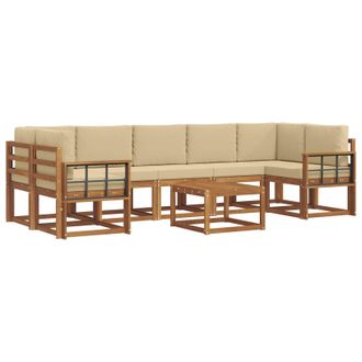 vidaXL Conjunto De Sof&aacute;s De Exterior Con Coj&iacute;n 8 Pcs Natural Y Beige Vidaxl