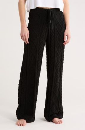 PJ Salvage Cozy Chenille Cable Knit Sleep Pants in Black at Nordstrom Rack, Size X-Large