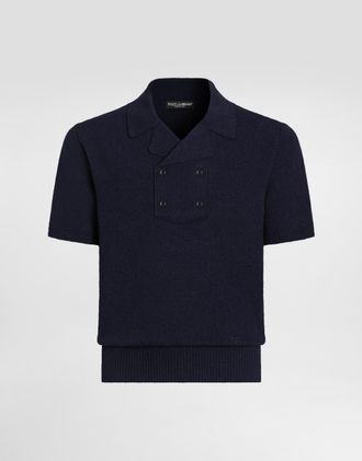Dolce & Gabbana Cotton-linen Polo Shirt - Man Sweaters And Cardigans Blue 46