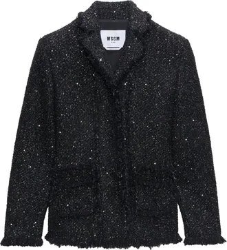 Msgm Black Tailored Textured Cotton Casual Jacket
