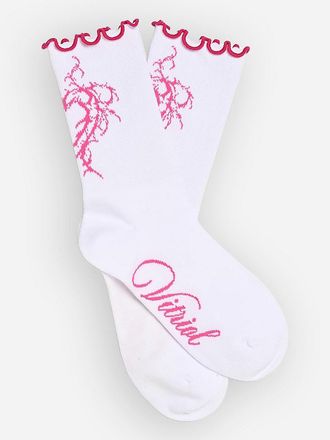 Vitriol Barbed Heart Lettuce Edge Socks blanco