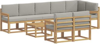 vidaXL Conjunto De Sof&aacute;s De Exterior 9 Uds. Blanco Y Gris Claro Vidaxl