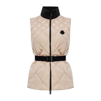 Moncler Bignonia Down Vest - Dames - Bodywarmers - Beige - XL - Leer - Jassen
