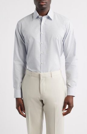 Nordstrom Trim Fit Check Non-Iron Cotton Dress Shirt in Blue Valemont Plaid at Nordstrom, Size 14.5 - 32