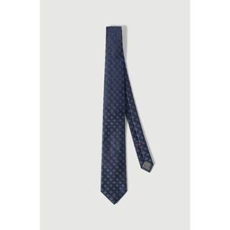 Brunello Cucinelli Silk tie with geometric floral pattern in Navy Blue at Nordstrom