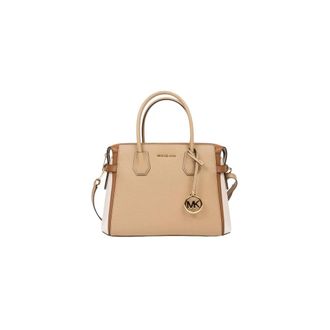 Michael Kors Mercer Medium Color-Block Belted Satchel - Dames - Handtassen - Beige - ONE Size - Polyester - Tassen