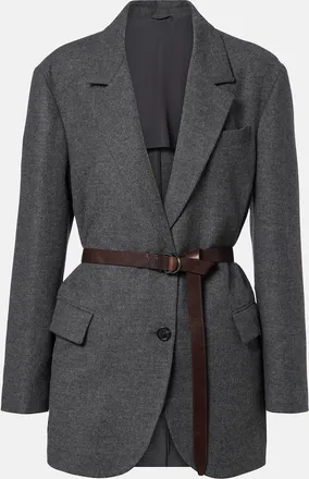 Brunello Cucinelli Belted wool and cashmere blazer