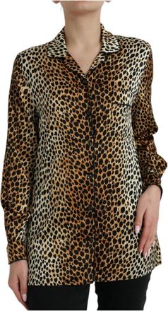 Dolce & Gabbana Dierenprint zijden blend blouse - Dames - Overhemden - Veelkleurig - S - Overhemden