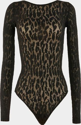 Wolford Long-Sleeve Leopard Bodysuit