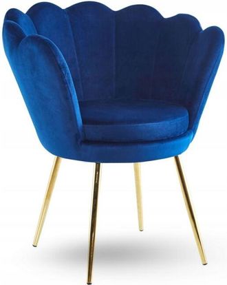 OEM Silla Shell De Terciopelo Azul Sobre Estructura Dorada Para La Sala De Estar Elegante