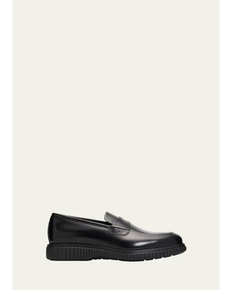 Ferragamo Mens Leather Rubber-Sole Penny Loafers