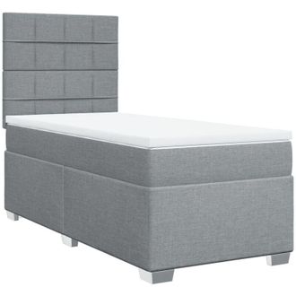 vidaXL Cama Box Spring Con Colch&oacute;n Tela Gris Claro 90x190 Cm Vidaxl