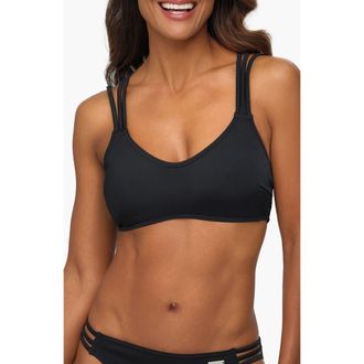 Lascana Womens Strappy Scoop Bikini Top Size 32A/B in Black at Nordstrom