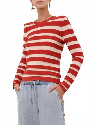 Zimmermann Rebellion Striped Top In Red/cream Stripe
