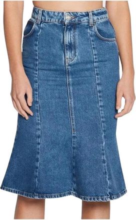 Pinko Denim A-lijn Midi Rok - Dames - Midirokken - Blauw - XL - Denim - Rokken