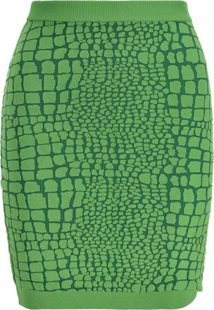 Moschino Cheap and Chic Animal Pattern Mini Skirt in Green Rayon