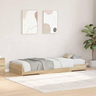 Berkfield Home Storage Bed Frame Sonoma Oak 80 x 200 cm Engineered wood in Light Oak