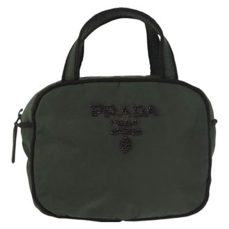 Prada Vintage Tessuto Khaki Nylon Handbag (Pre-Owned)