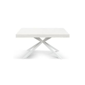 Konte Design Mesa de madera blanco, base blanca en forma de x, 180&times;90-260&times;90