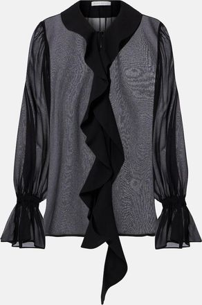Nina Ricci Blusa in seta trasparente con volant