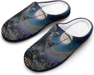 Generic Grim Reaper in Moon Funny Mens Cotton Slippers Soft Non-Slip Rubber Sole House Slipper Indoor Outdoor