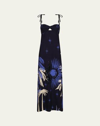 Johanna Ortiz Dancing With The Shadows Embroidered Sleeveless Maxi Dress
