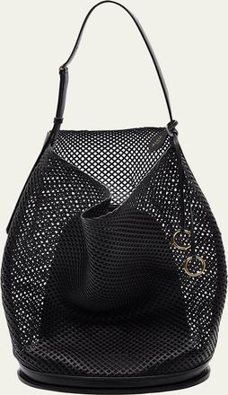 Alaia Large Leather Net Hobo Bag