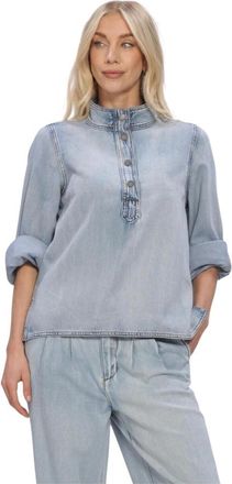 MY ESSENTIAL WARDROBE Overhemden, Dames, Blauw, XS, Katoen, Hilmamw 171 Boxy Blouse