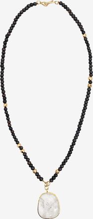 Tohum Design Lange Halskette aus Holzperlen Rock Crystal